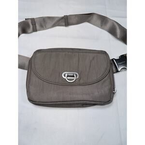 Baggallini Coastal Flip Lock Sling Belt Bag Fanny Pack Waist Pack Taupe Nylon
